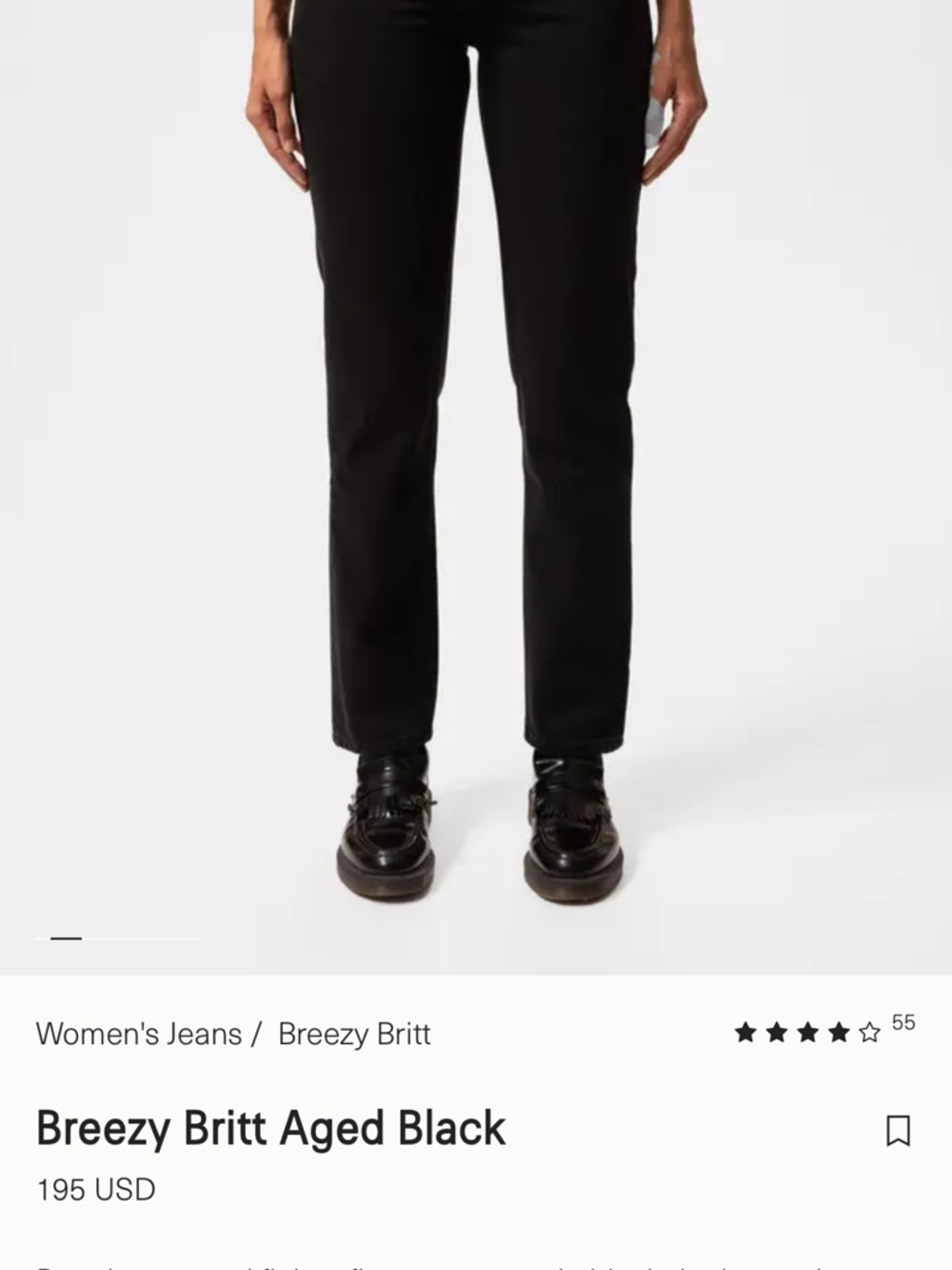 Nudie Jeans Breezy Britt Aged Black Straight Leg 31 waist 26 length